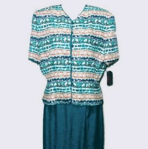 NWT Adrianna Papell 2 piece silk shirt & skirt 16